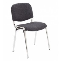 Club Chair - Chrome Frame - Charcoal Fabric