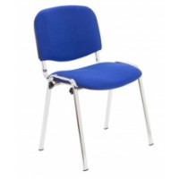 Club Chair - Chrome Frame, Blue Fabric