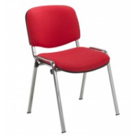 Club Chair - Chrome Frame - Red Fabric