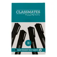 Classmates Permanent Marker - Black - Bullet Tip - Pack x 10