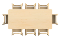 Millhouse Large Rectangular Table (W1500 x D695mm) + 8 Sturdy Chairs (H200mm)