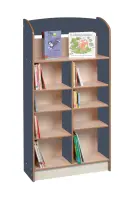 Blue / Beech Display Bookcase - Single Sided - 1500 Height