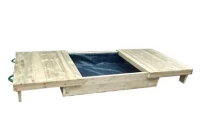 Large Wooden Sandpit with Sliding Lid - With Base and Liner
