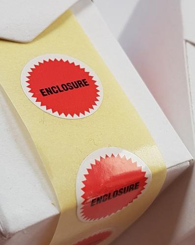Enclosure labels red seals