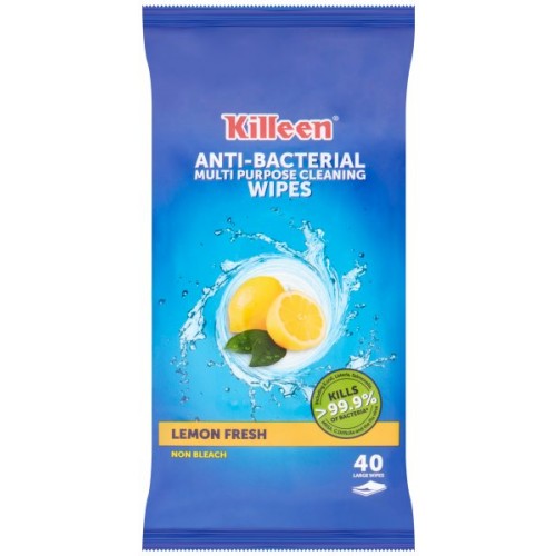 Killeen Antibacterial Wipes Lemon Fresh (40 Wipes)
