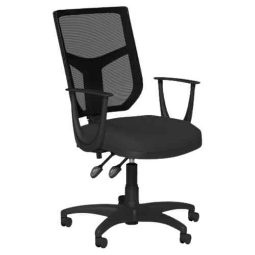 OA Mesh Back Swivel Chair; Fixed Arms Black