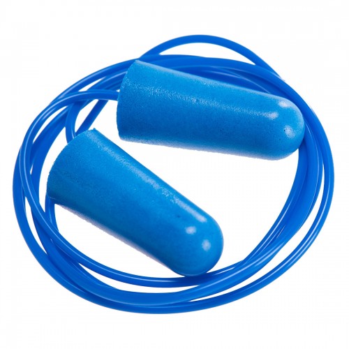 Detectable Corded PU Ear Plug (200 pairs) - Blue