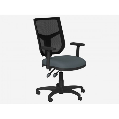 OA Mesh Back Swivel Chair; Adjustable Arms - Grey Fabric
