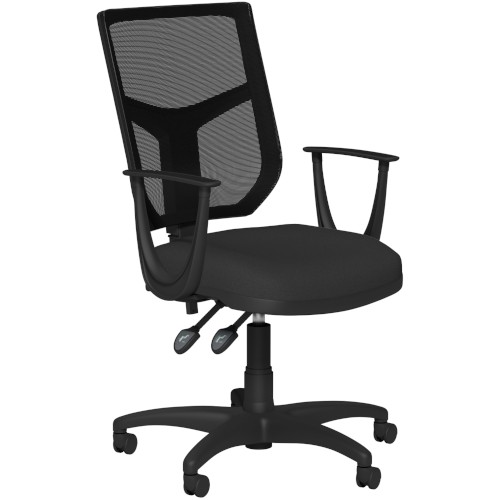 OA Mesh Back Swivel Chair; Fixed Arms Black