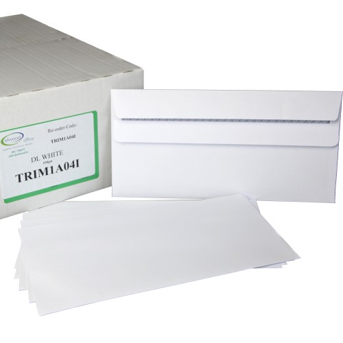 DL 110x220mm Kestrel White 100gsm Opaqued Self Seal Envelope, Plain. Box 500
