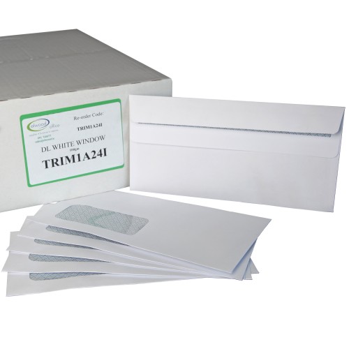 DL 110 x 220 Kestrel White Window Opaque Self Seal 100gsm Envelopes. Box 500