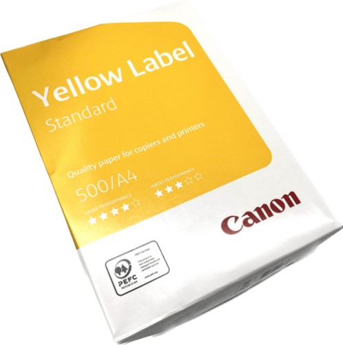 Carta Per Stampante Canon Yellow Label - Carta Multifunzione Standard, EU Ecolabel, Formato A4, 80 G/m², Risma Da 500 Fogli, Per Tutti I Tipi Di Stampanti, Grado Di Bianco CIE 150 (confezione