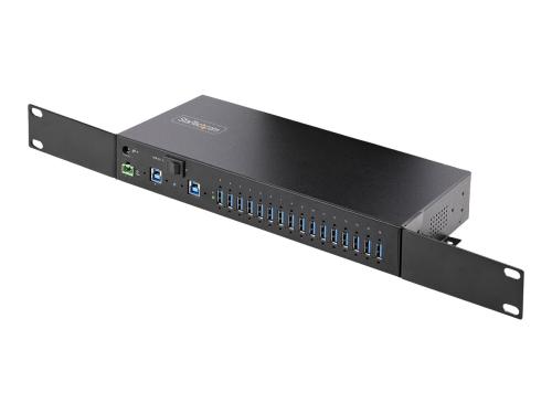 Startech 16-Port Industrial USB 3.0 Hub 5Gbps, Metal, DIN/Surface/Rack Mountable, ESD Protection, Terminal Block Power, up to 120W Shared USB Charging, Dual-Host Hub/Switch (5G16AINDS-USB-A-HUB) - hub - industrial - 16 ports - rack-mountable