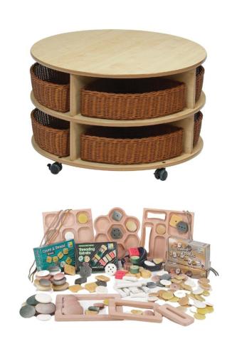 Double Tier Mobile Circular Storage Unit plus Baskets and PT1146 Loose Parts Kit
