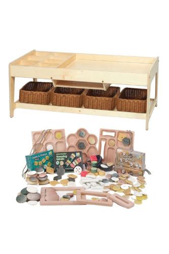 Investigative Play Table and 4 Baskets + PT1146 Loose Parts Kit