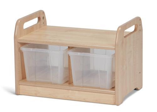 Compact Low Level Storage Bench with 2 Tubs