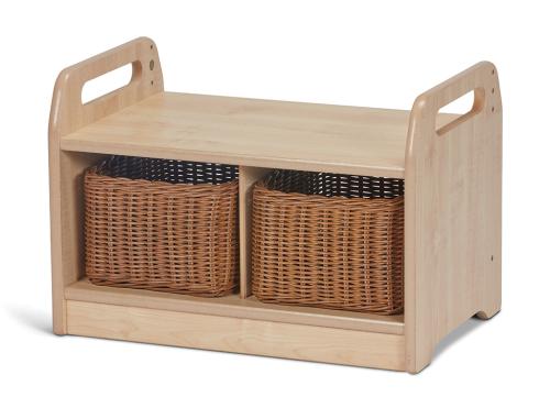 Compact Low Level Storage Bench with 2 Baskets