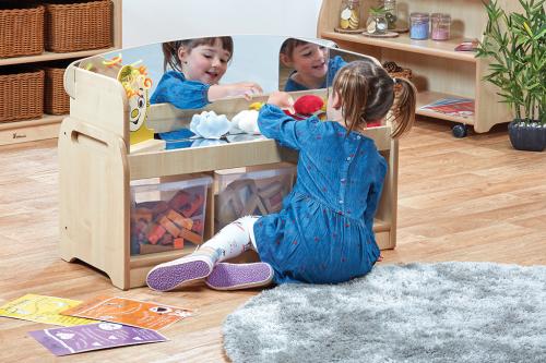 Low Sensory Play Unit with 3 clear tubs and mirror surround