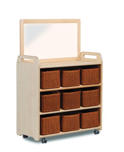 Mobile Shelf Unit With Top Mirror Add-on and 9 Baskets