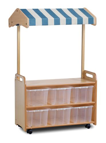 Mobile Tall Unit with Canopy Add-on and 6 Clear Tubs