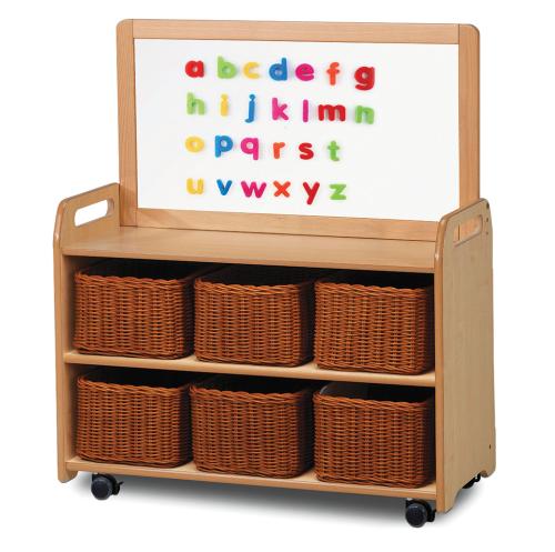 Mobile Unit With Top Magnetic Whiteboard Add-on 6 Baskets