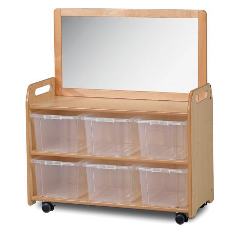 Mobile Unit With Top Mirror Add-on and 6 Clear Tubs