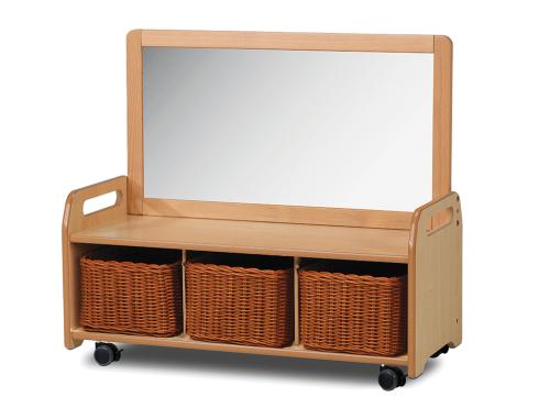 Mobile Mirror Storage Unit with 3 Baskets