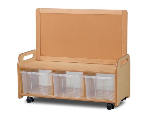 Mobile Low Display Storage Unit with 3 Clear Tubs