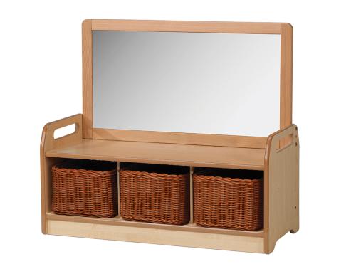 Low Mirror Storage Unit with 3 Baskets