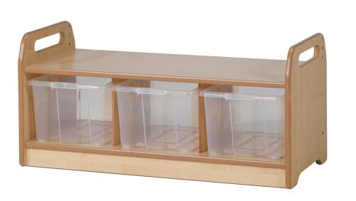Low Level Storage Bench with 3 Clear Tubs