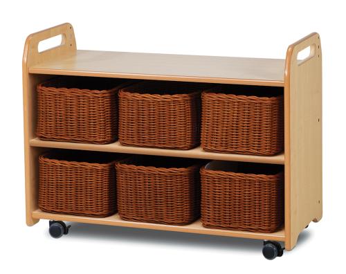 Mobile Shelf Unit with Display & Mirror Back and 6 Baskets
