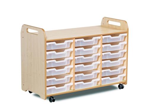 Tray Storage Unit (3 column, 730mm height) with 18 Shallow Trays