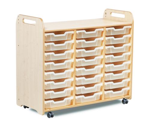 Tray Storage Unit (3 column, 900mm height) with 24 Shallow Trays