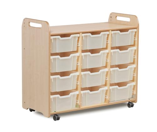 Tray Storage Unit (3 column, 900mm height) with 12 Deep Trays