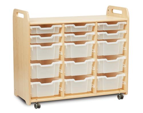 Tray Storage Unit (3 column, 900mm height) with 6 Shallow and 9 Deep Trays