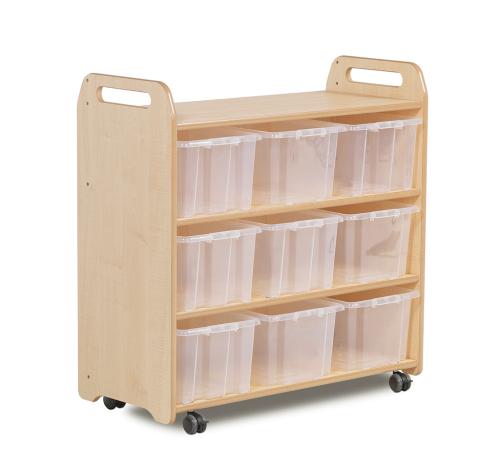 Mobile Shelf with Mirror Back and 9 Clear Tubs