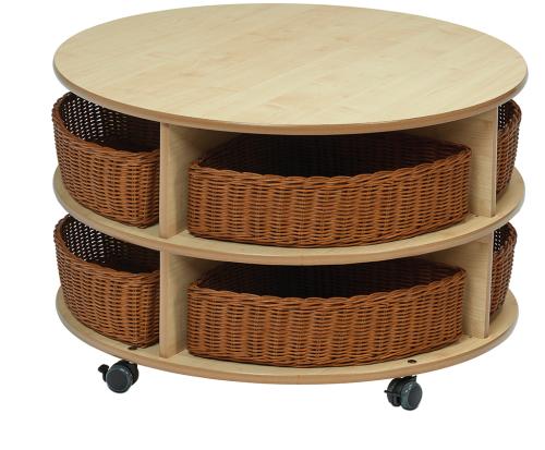 Double Tier Mobile Circular Storage Unit with Baskets