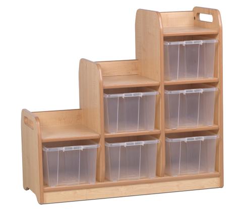 Stepped Storage Right Hand with 6 Clear Tubs