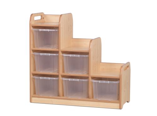 Stepped Storage Left Hand with 6 Clear Tubs
