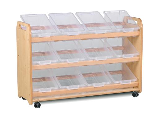 Tilt Tote Storage with 12 Clear Tubs