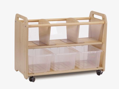 Mobile Clear View Storage Unit with 3 Clear Tubs