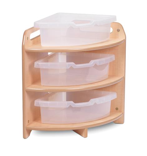 Tall 90° Corner Unit with 3 Clear Tubs