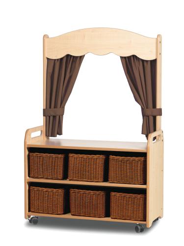 Mobile Tall Unit with Theatre Add-on with 6 Baskets and Taupe Curtains