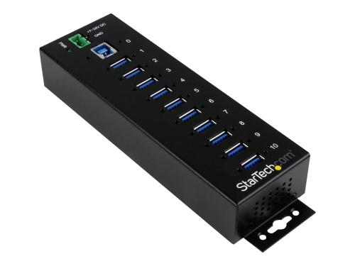 Startech 10-Port USB 3.0 Hub - Metal Industrial USB-A Hub with ESD & Surge Protection - Din Rail, Wall or Desk Mountable - TAA Compliant USB Expander Hub (ST1030USBM) - hub - 10 ports
