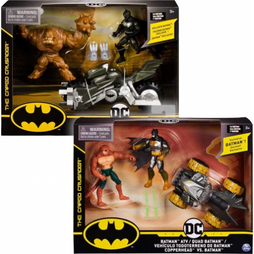 BATMAN, Batcycle Vehicle with Exclusive BATMAN and CLAYFACE 4-Inch Action Figures