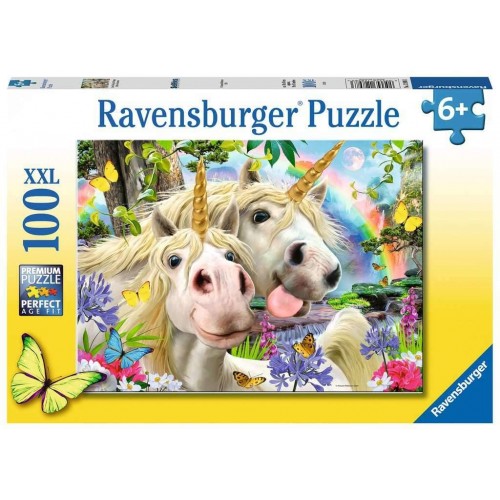 Ravensburger 12898 Unicorn Selfies Don't Worry, Be Happy 100 Jigsaw Puzzle with Extra Large Pieces