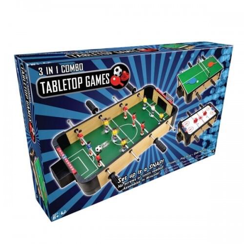 Power Play TY6155 Powerplay 3 in 1 Top Games, Mini Football, Hockey and Table Tennis