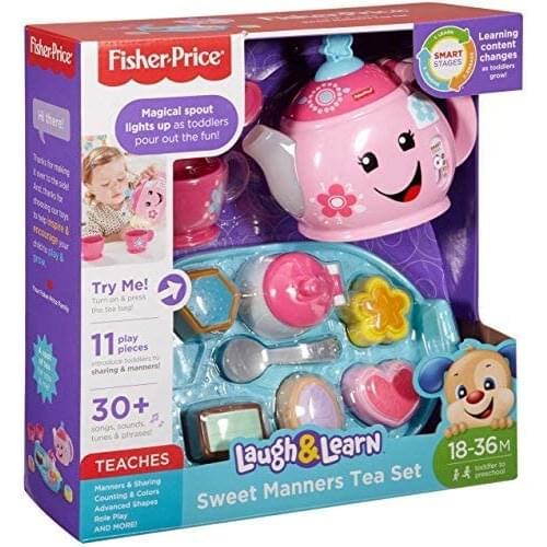 Fisher-Price DYM76 Laugh and Learn Sweet Manners Tea Playset, Toddler Role Play Tea Set Toy for Children with Educational Shape Sorter, Suitable 18 Months Plus