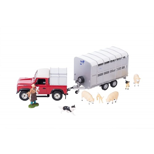 Britains Sheep Farmer Set Land Rover & Trailer