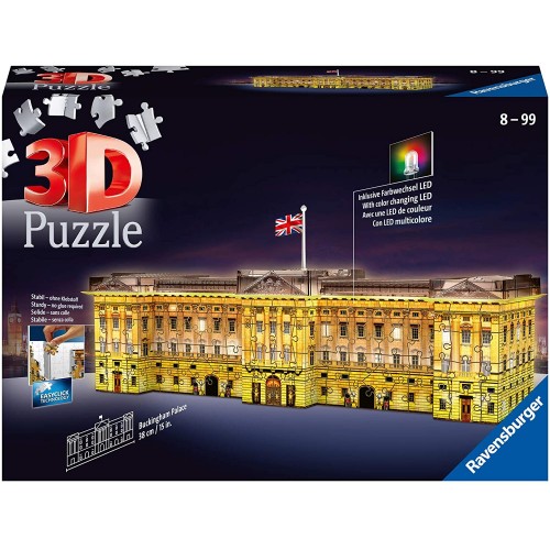 Ravensburger Buckingham Palace Night Edition 216 piece 3D Jigsaw Puzzle with LED lighting